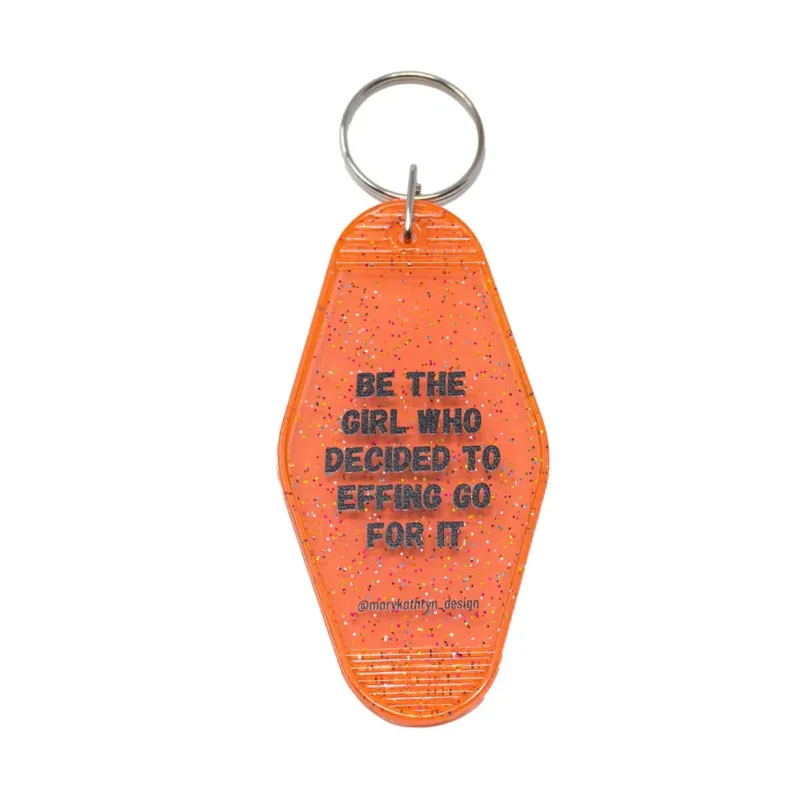 Effing Go For It Keychain (NEON PINK GLITTER) sold by Buddy Love