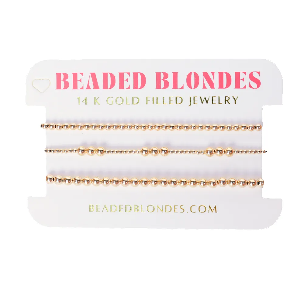 ILY + 3MM + 4MM Bracelet Stack in Gold sold by Buddy Love
