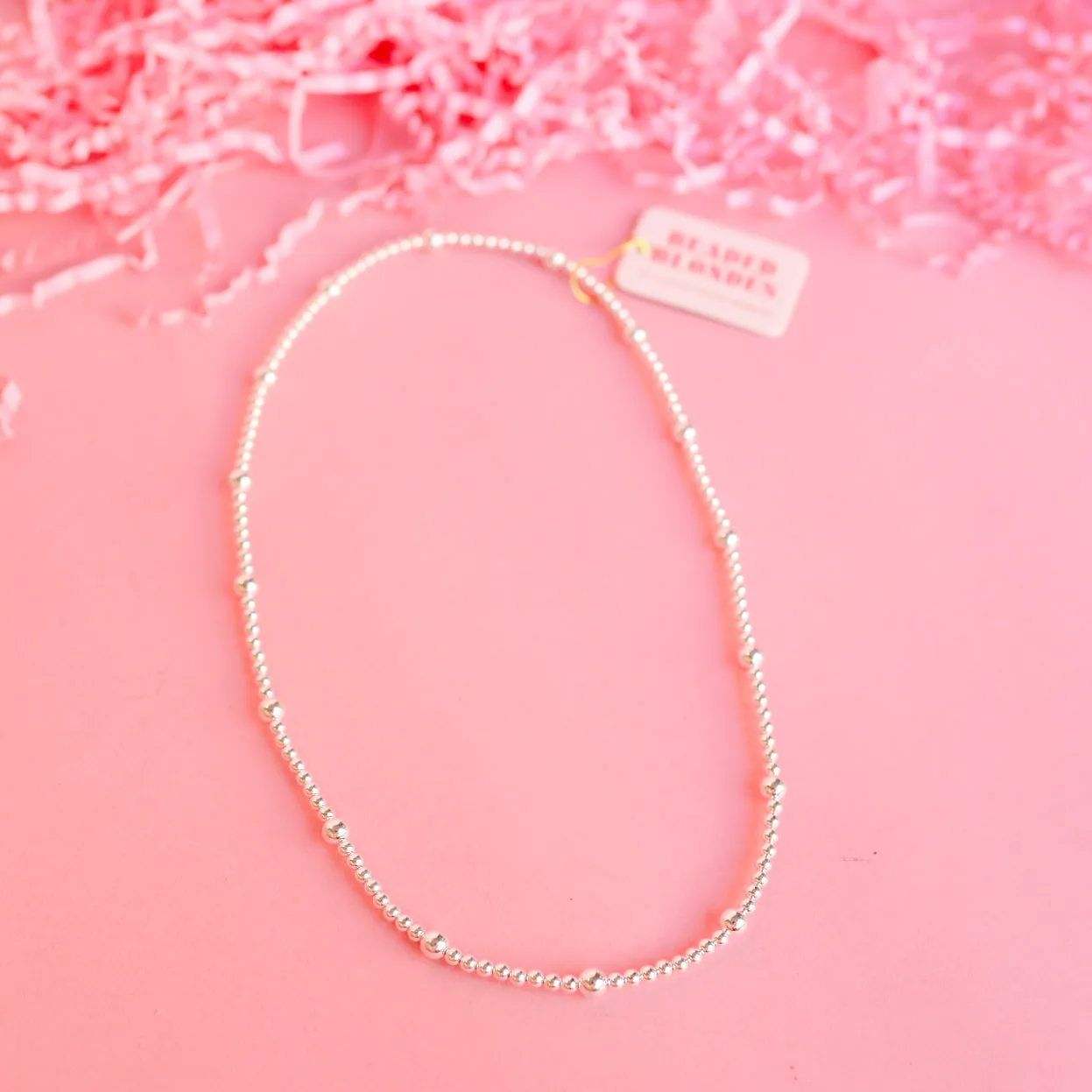 Olive Silver Beaded Necklace sold by Buddy Love