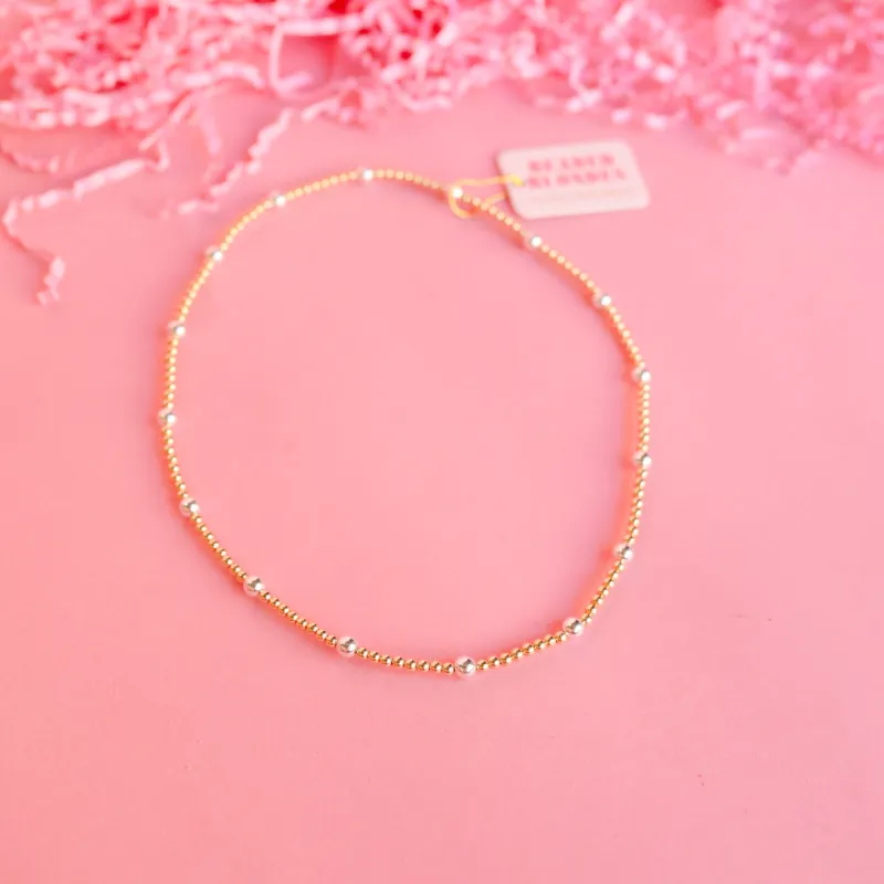 Olive Gold with Silver Beaded Necklace sold by Buddy Love