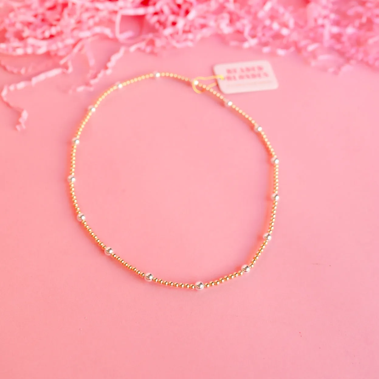 Olive Gold with Silver Beaded Necklace sold by Buddy Love