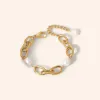 Eternity Freshwater Pearl Chunky Cable Chain Bracelet in 18K Gold-Plated Steel sold by Buddy Love