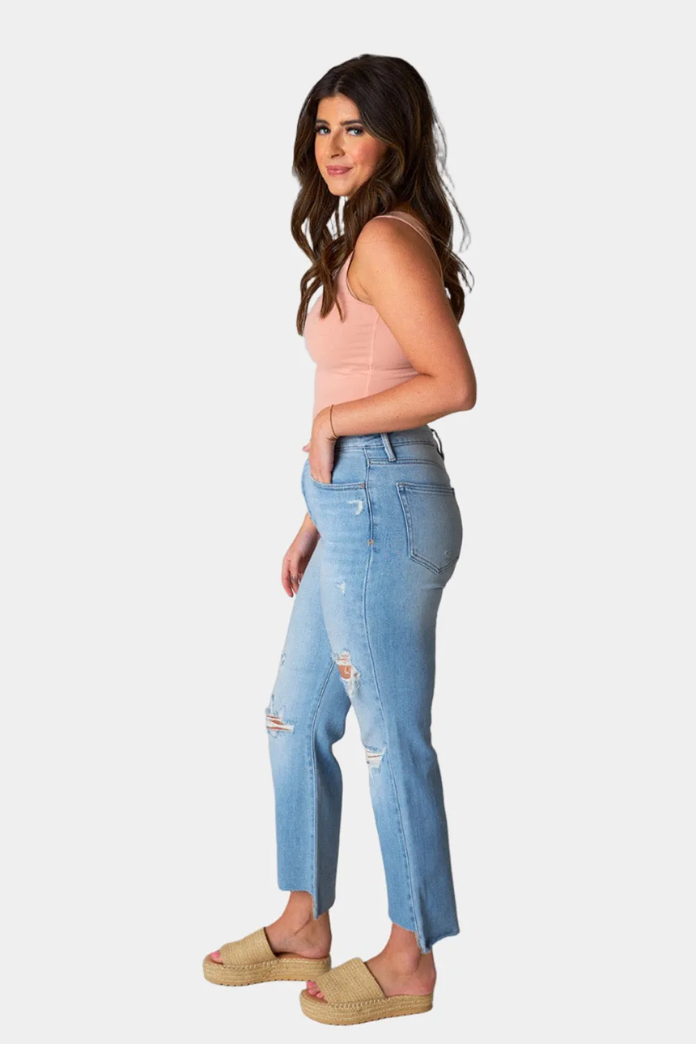 Happi High Rise Distressed Jean - Light Blue sold by Buddy Love product image thumbnail 3