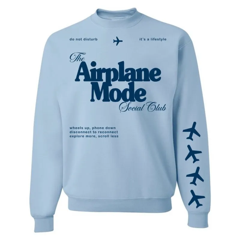 'Airplane Mode Social Club' Crewneck Sweatshirt sold by Buddy Love