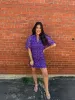 Lulu Short Sleeve Mini Caftan- Plum sold by Buddy Love