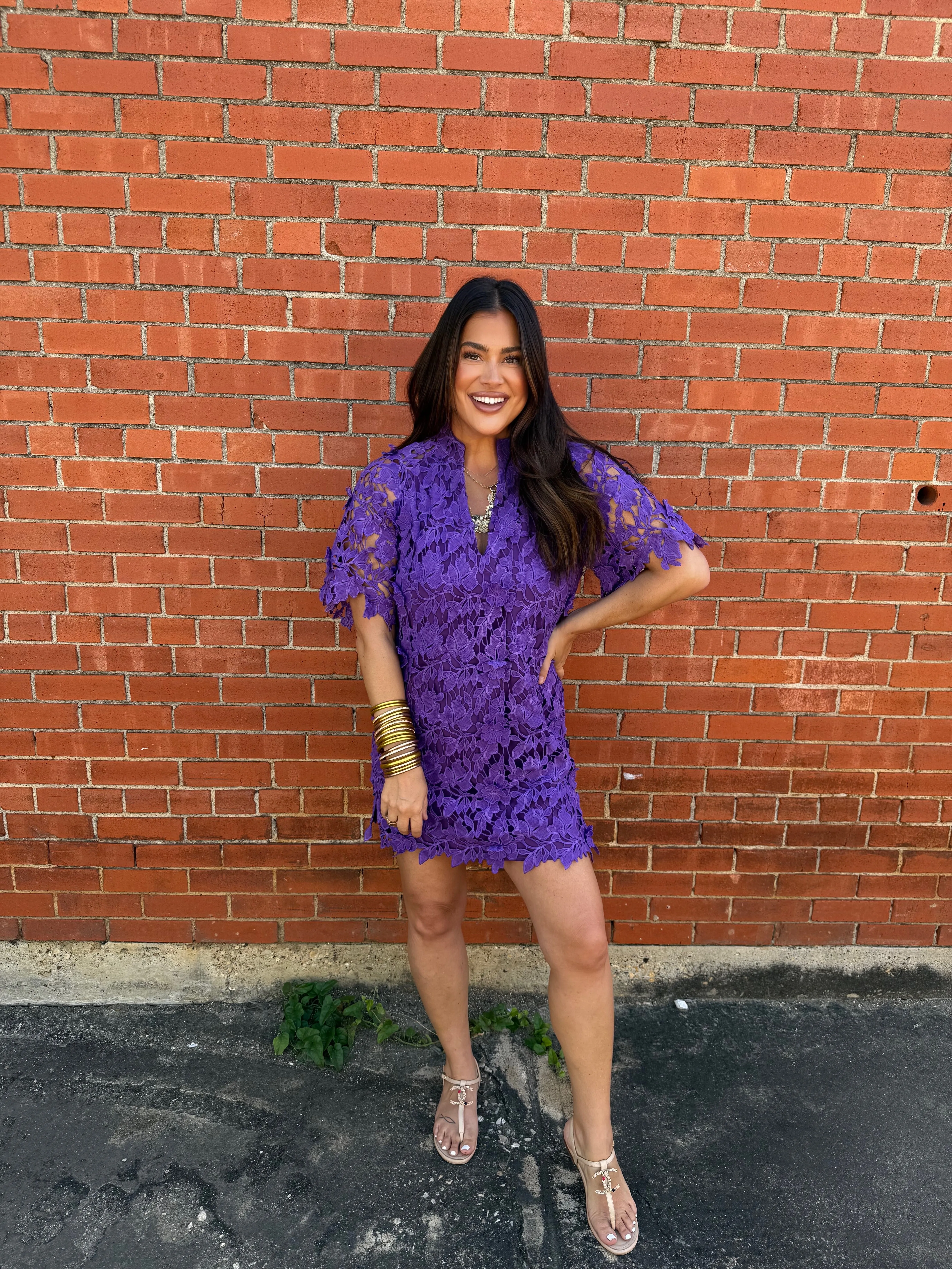 Lulu Short Sleeve Mini Caftan- Plum sold by Buddy Love