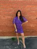 Lulu Short Sleeve Mini Caftan- Plum sold by Buddy Love