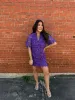 Lulu Short Sleeve Mini Caftan- Plum sold by Buddy Love