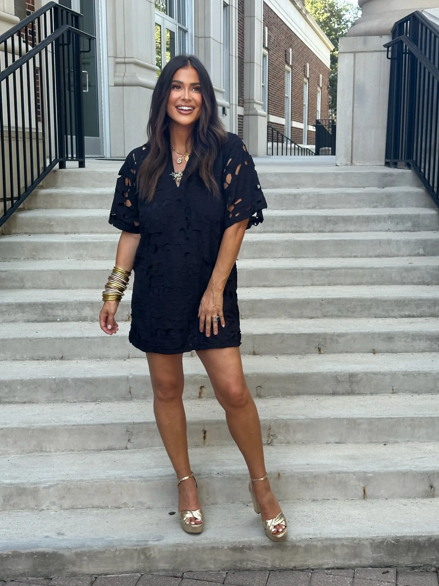 Lulu Short Sleeve Mini Caftan- Onyx sold by Buddy Love