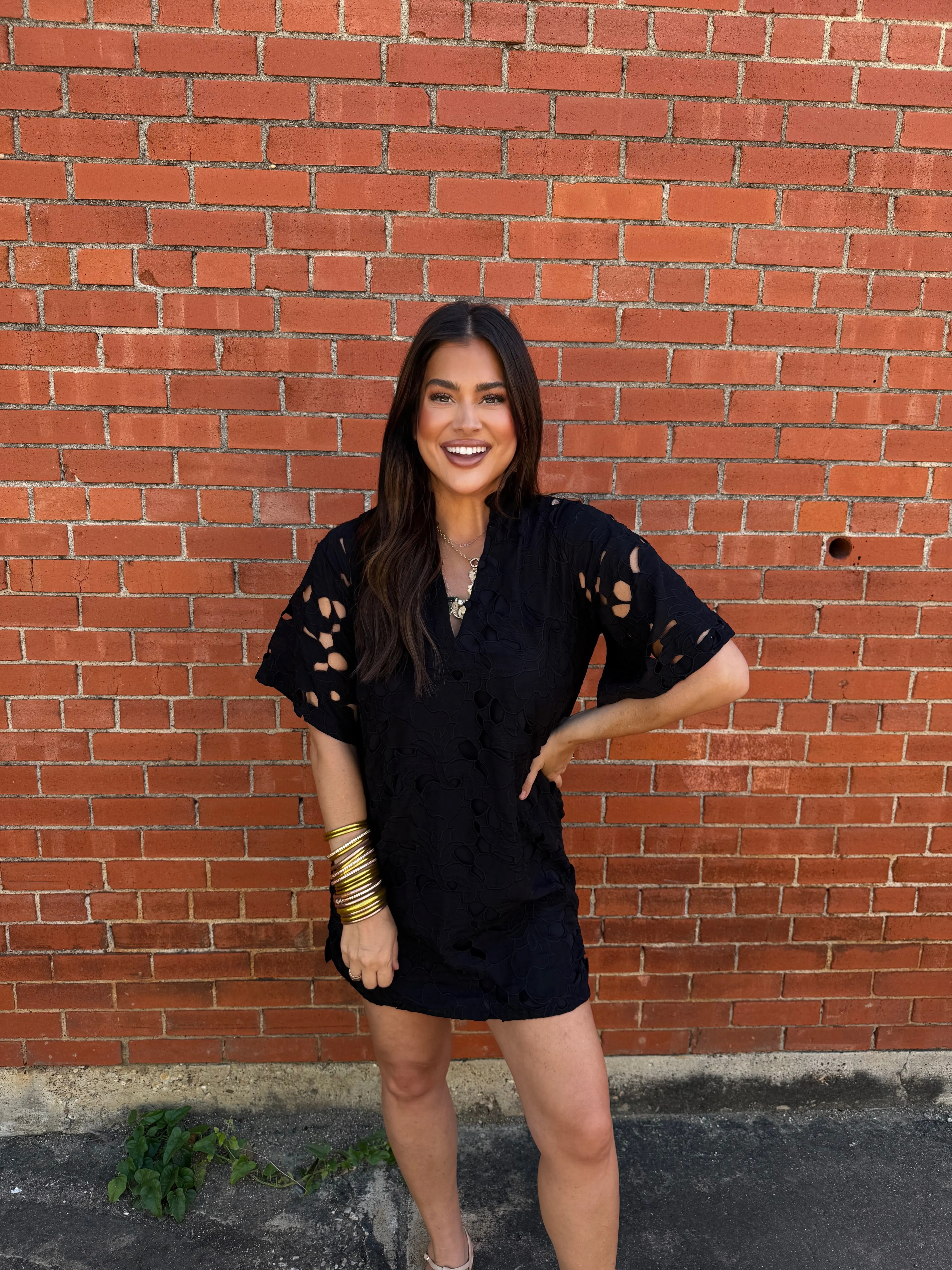 Lulu Short Sleeve Mini Caftan- Onyx sold by Buddy Love product image thumbnail 4