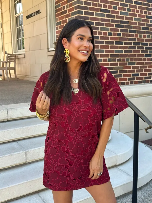 Lulu Short Sleeve Mini Caftan- Ruby sold by Buddy Love