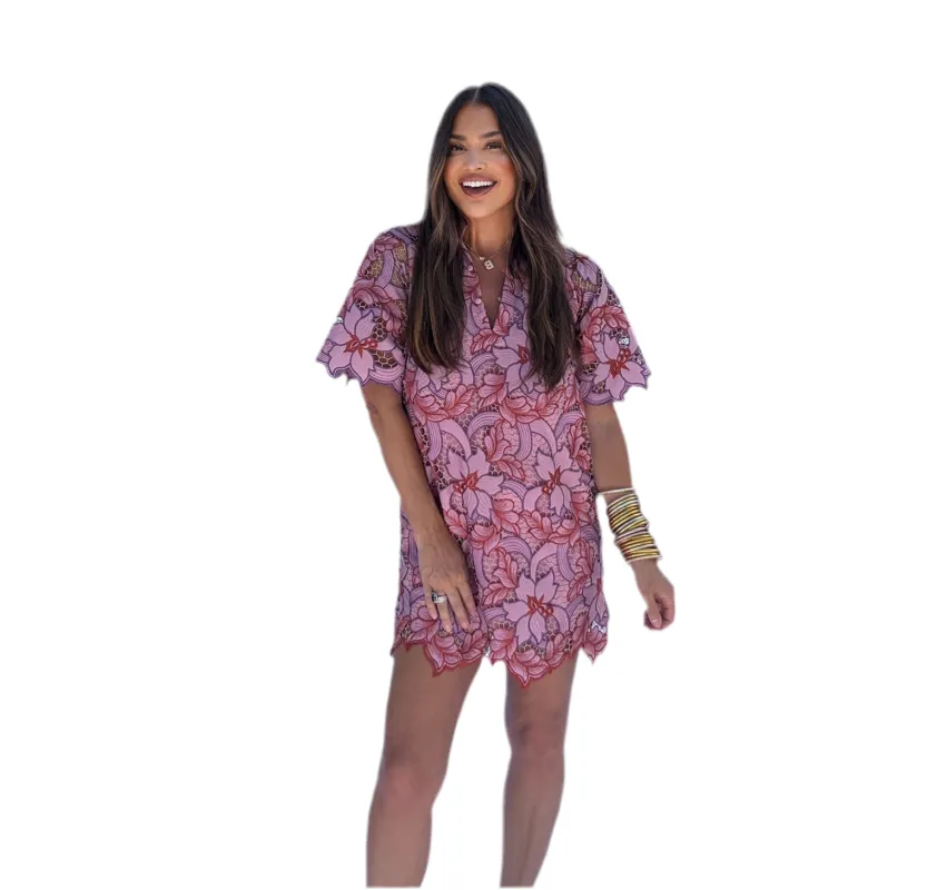 Lulu Short Sleeve Mini Caftan- Autumn sold by Buddy Love