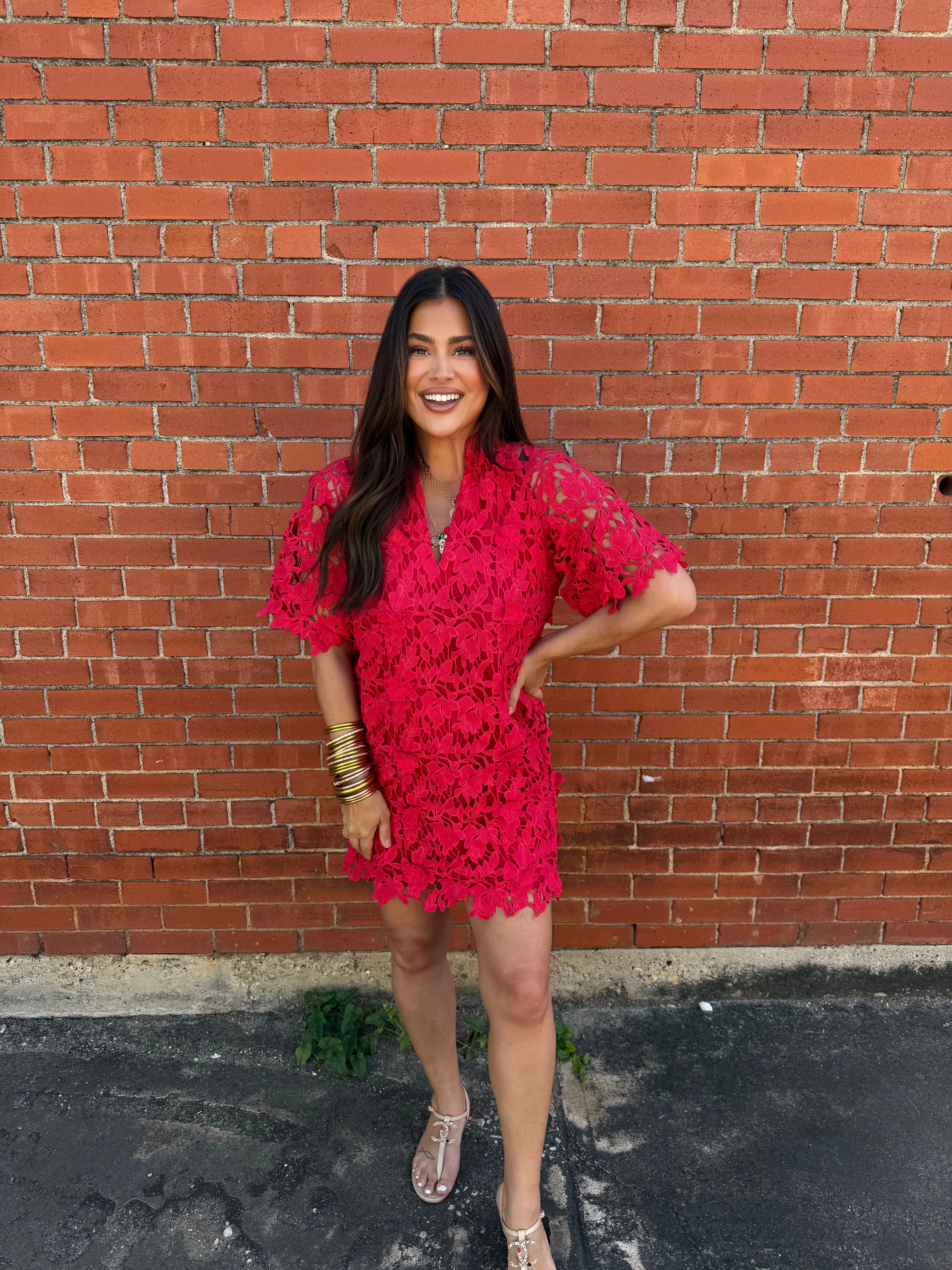 Lulu Short Sleeve Mini Caftan- Chili sold by Buddy Love product image thumbnail 2