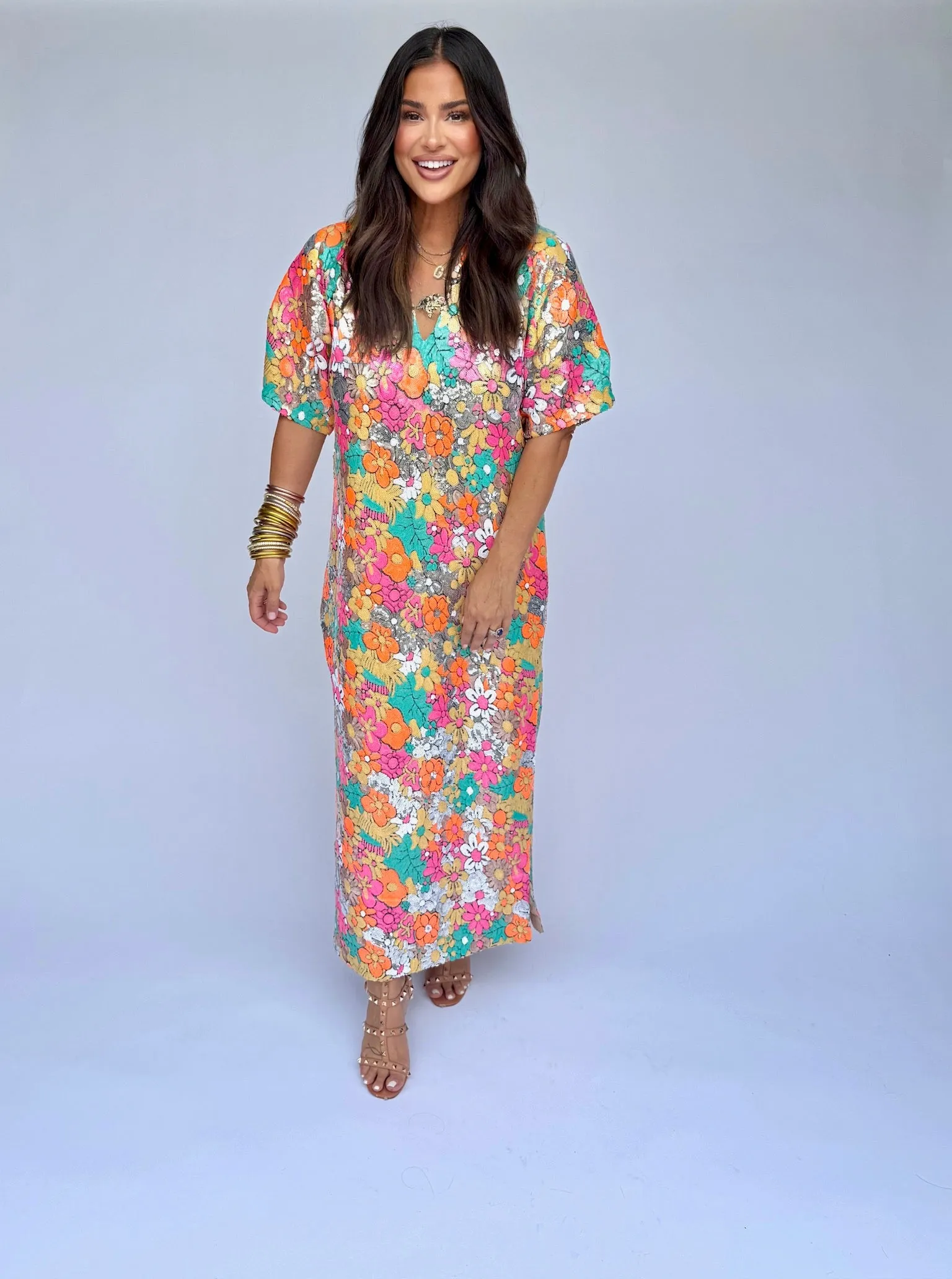 Leighton Coral Cascade Maxi Dress sold by Buddy Love product image thumbnail 5