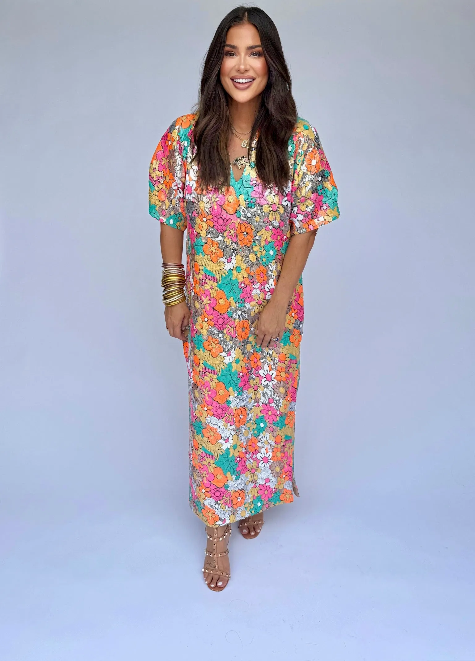 Leighton Coral Cascade Maxi Dress sold by Buddy Love product image thumbnail 4