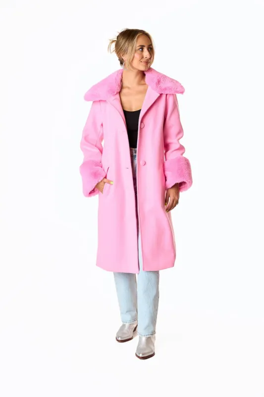 BuddyLove Carmine Faux Fur Trim Coat - Star Dust sold by Buddy Love