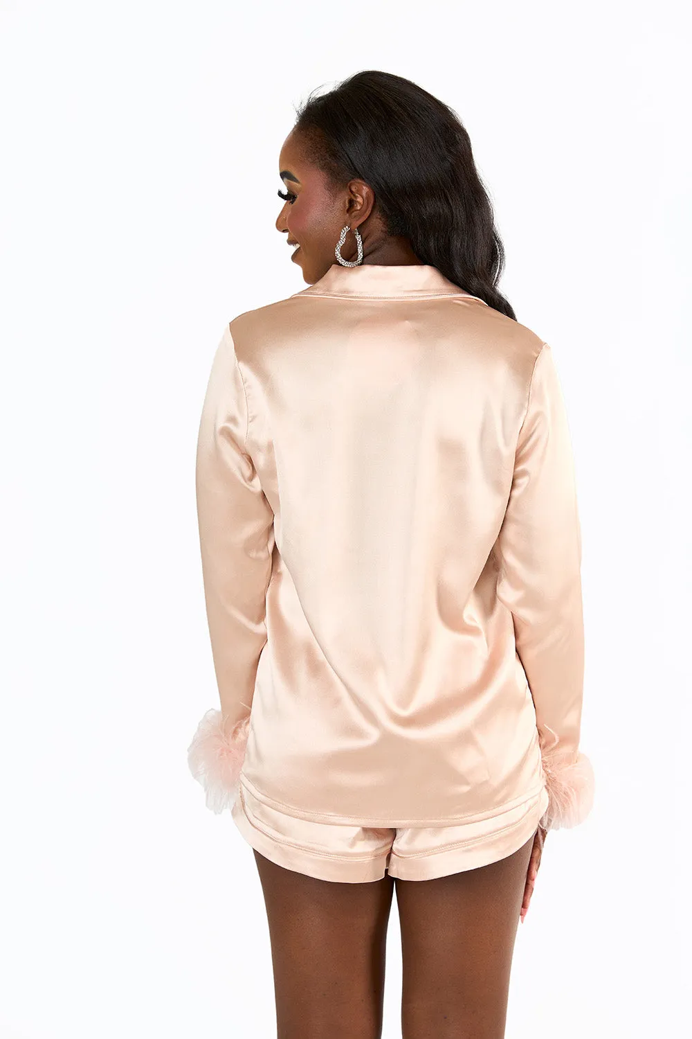 Prescott Feather Trim Pajama Set - Champagne sold by Buddy Love product image thumbnail 5