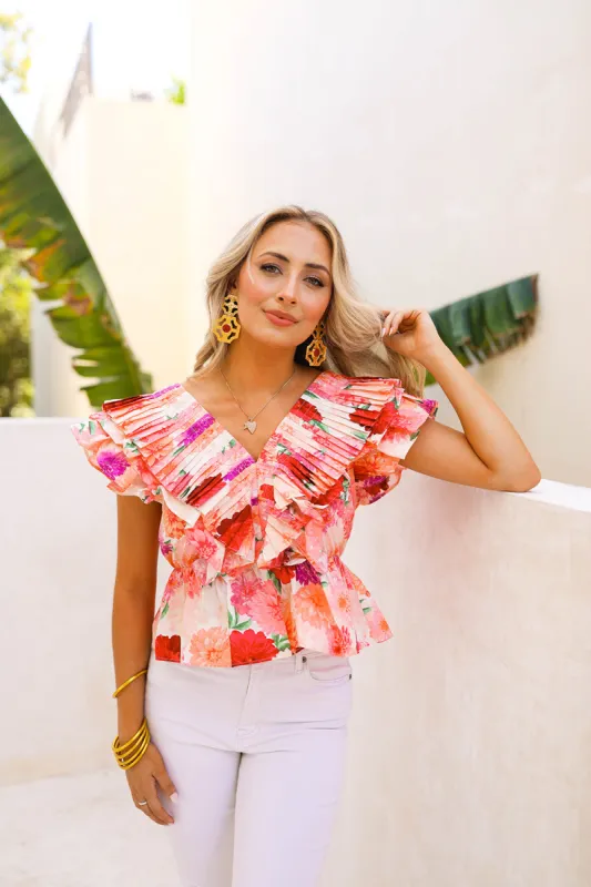 Nia Ruffle Pleated Top - Mad Hat sold by Buddy Love