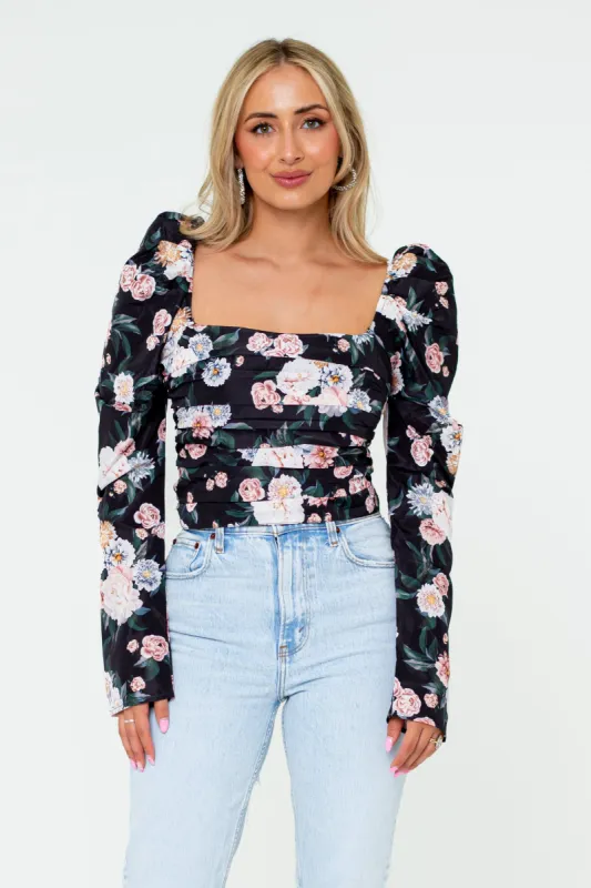 Dutchess Pleated Long Sleeve Top - Sleeping Garden sold by Buddy Love