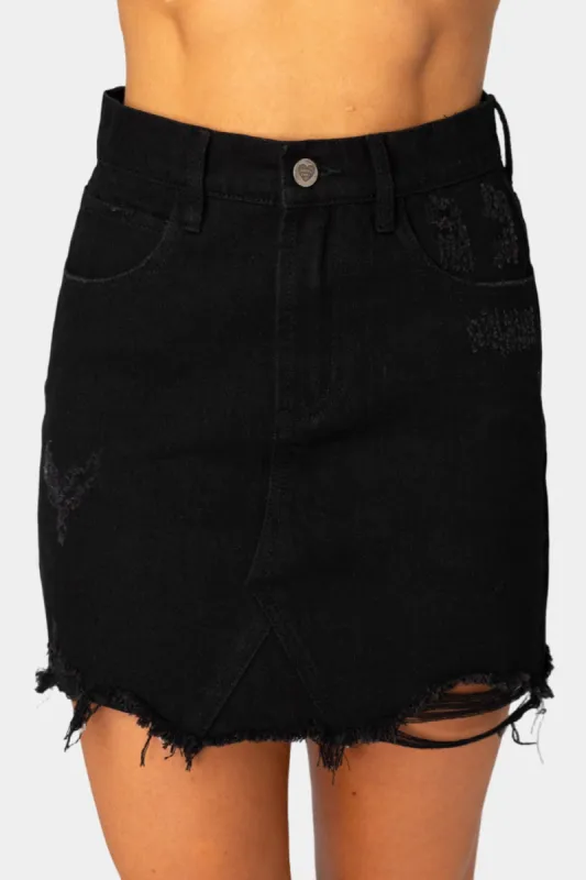 Sharon Distressed Mini Skirt - Black sold by Buddy Love