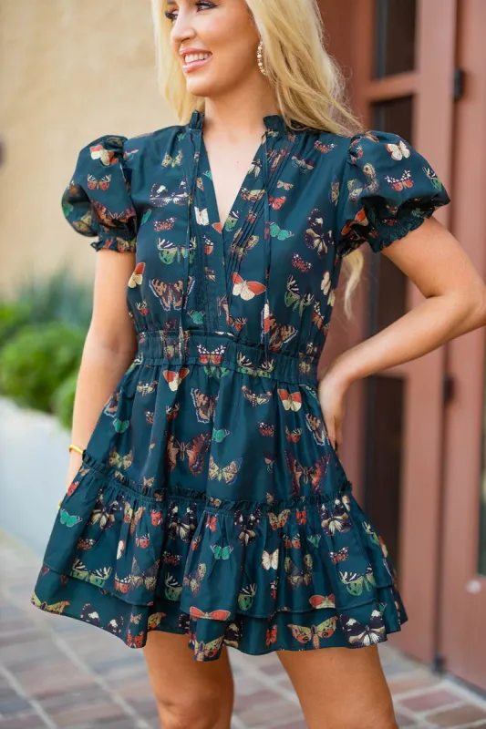 Clementine Elastic Waist Mini Dress- Dragonfly sold by Buddy Love