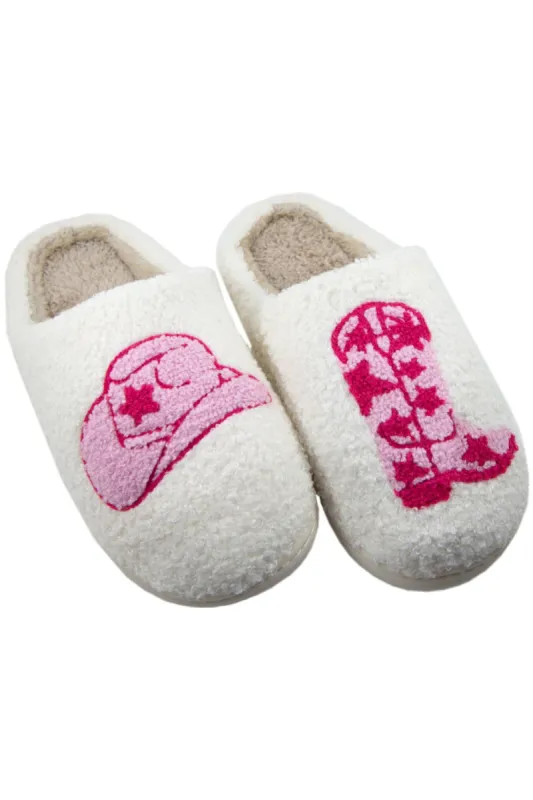 Boot & Cowgirl Slippers - White sold by Buddy Love
