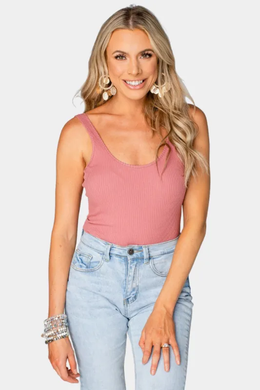 Sammy Scoop Neck Bodysuit - Mauve sold by Buddy Love