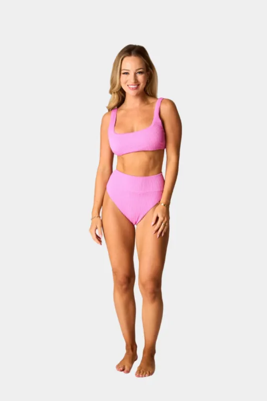 Ora Scoop Neck High Waisted Bikini - Pepto Pink sold by Buddy Love