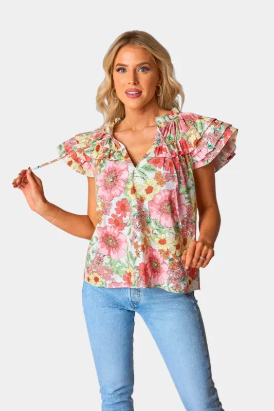 Carla Ruffle Eyelet Top - Whimsy sold by Buddy Love