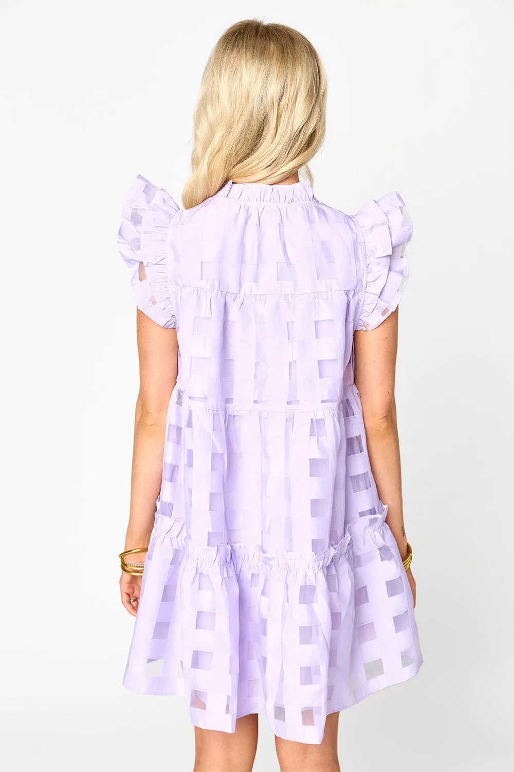 Aubrey Ruffle Shoulder Short Dress - Lilac sold by Buddy Love product image thumbnail 5