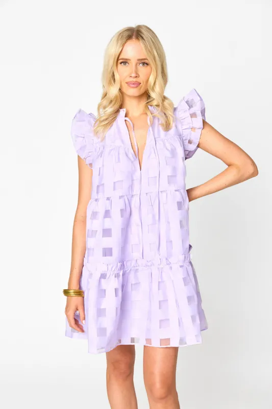Aubrey Ruffle Shoulder Short Dress - Lilac sold by Buddy Love