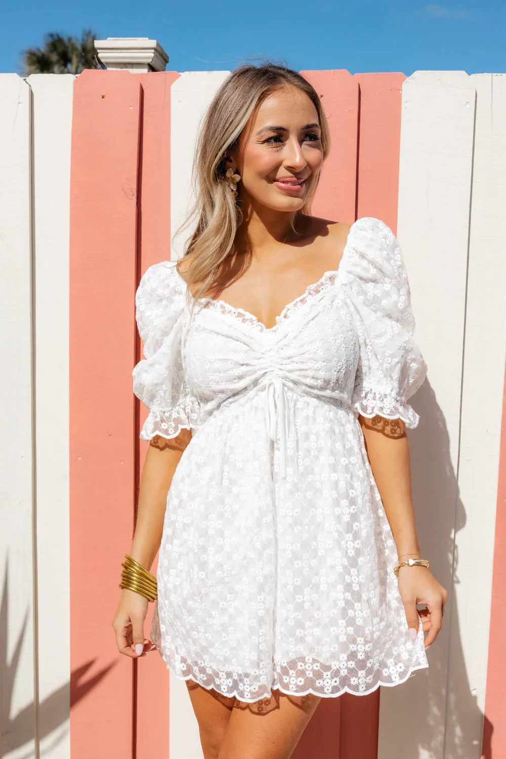 Colby Puff Sleeve Mini Dress - Ivory Eyelet sold by Buddy Love product image thumbnail 2