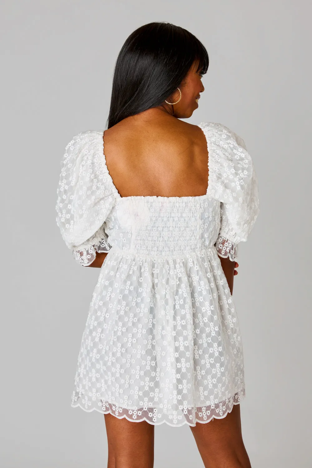 Colby Puff Sleeve Mini Dress - Ivory Eyelet sold by Buddy Love product image thumbnail 5
