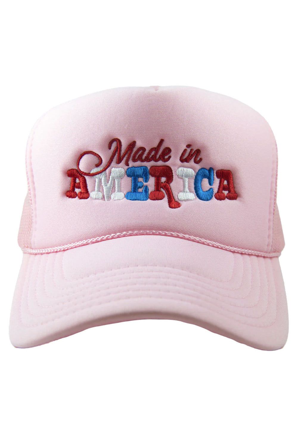 Made in America Embroidered Trucker Hat - Light Pink sold by Buddy Love