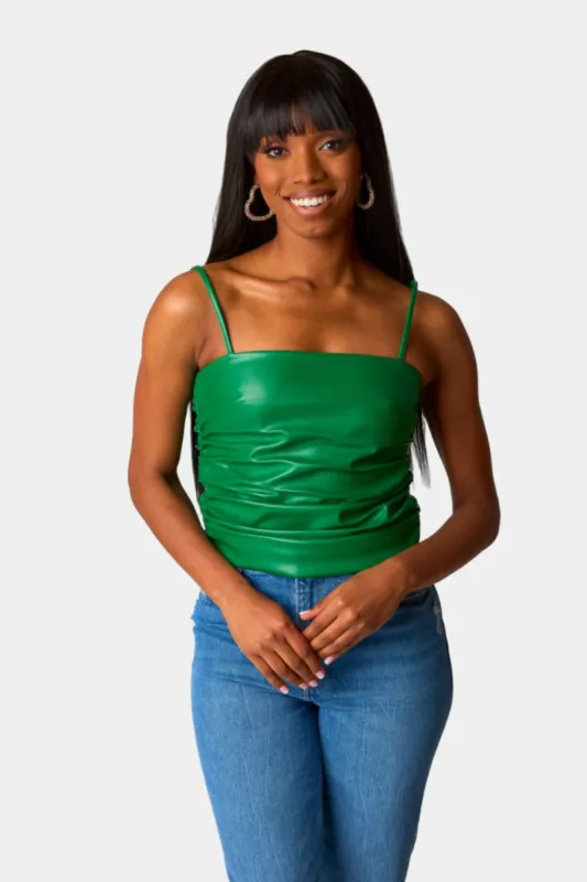 Jolee Vegan Leather Tank Top - Green sold by Buddy Love