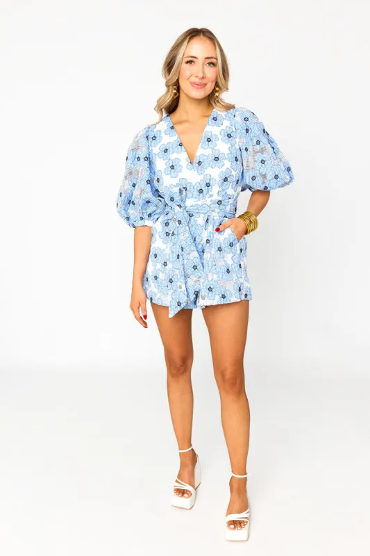 Julia Short Sleeve Romper - Blue Lagoon sold by Buddy Love