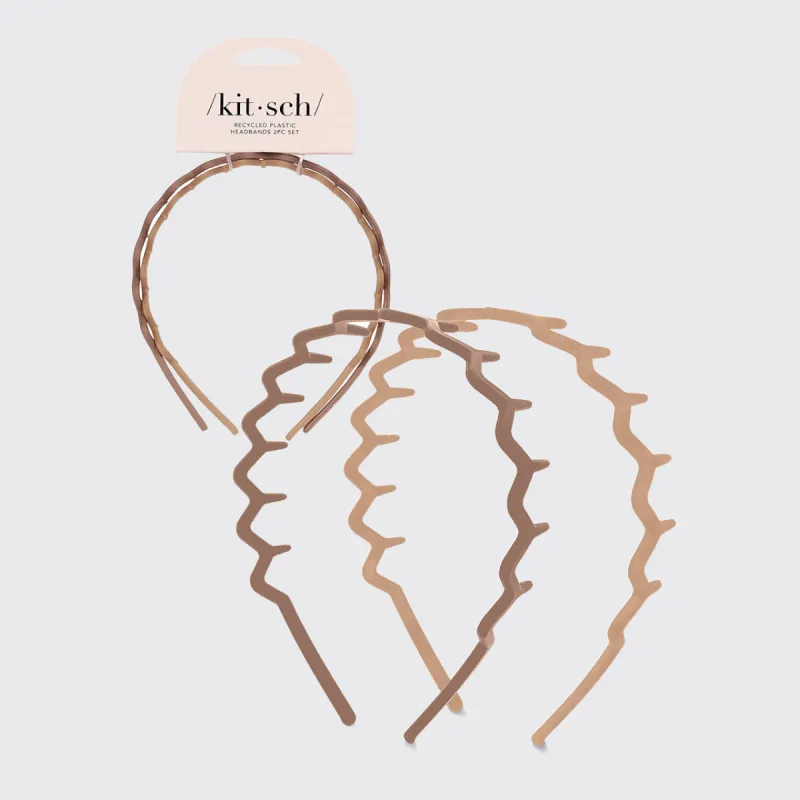 Recycled Plastic Zig Zag Headband 2pc - Neutral sold by Buddy Love