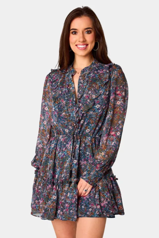 Celia Long Sleeve Mini Dress - Hollyhock sold by Buddy Love