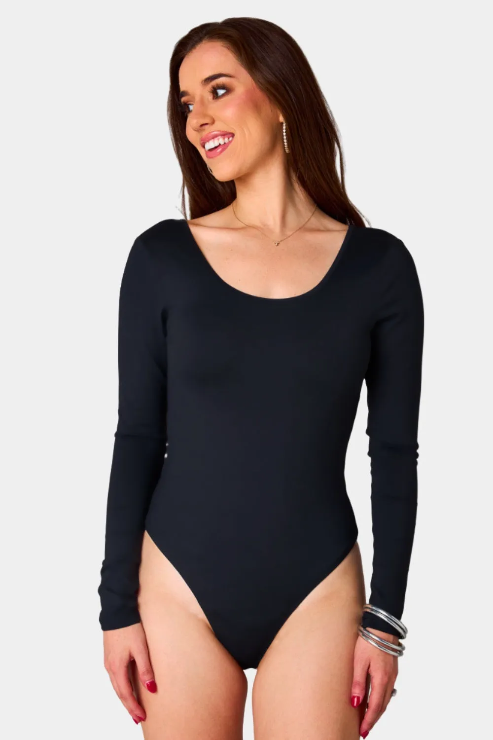 Benny Long Sleeve Scoop Neck Bodysuit - Panther sold by Buddy Love product image thumbnail 4