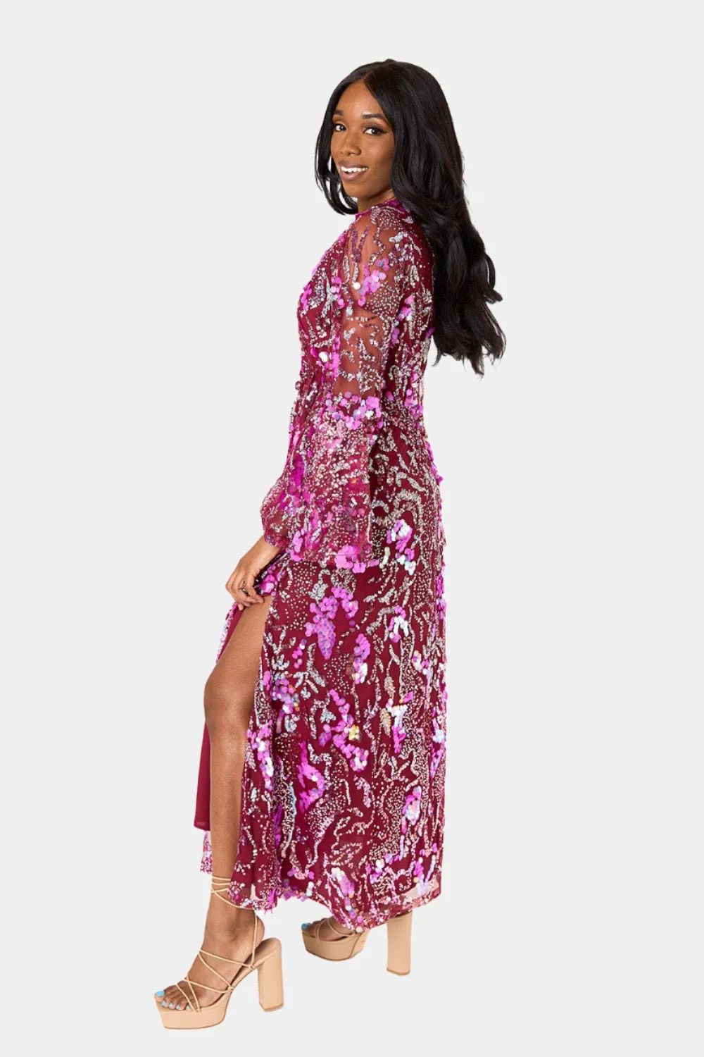 Colette Long Sleeve Maxi Dress - Vino sold by Buddy Love product image thumbnail 3