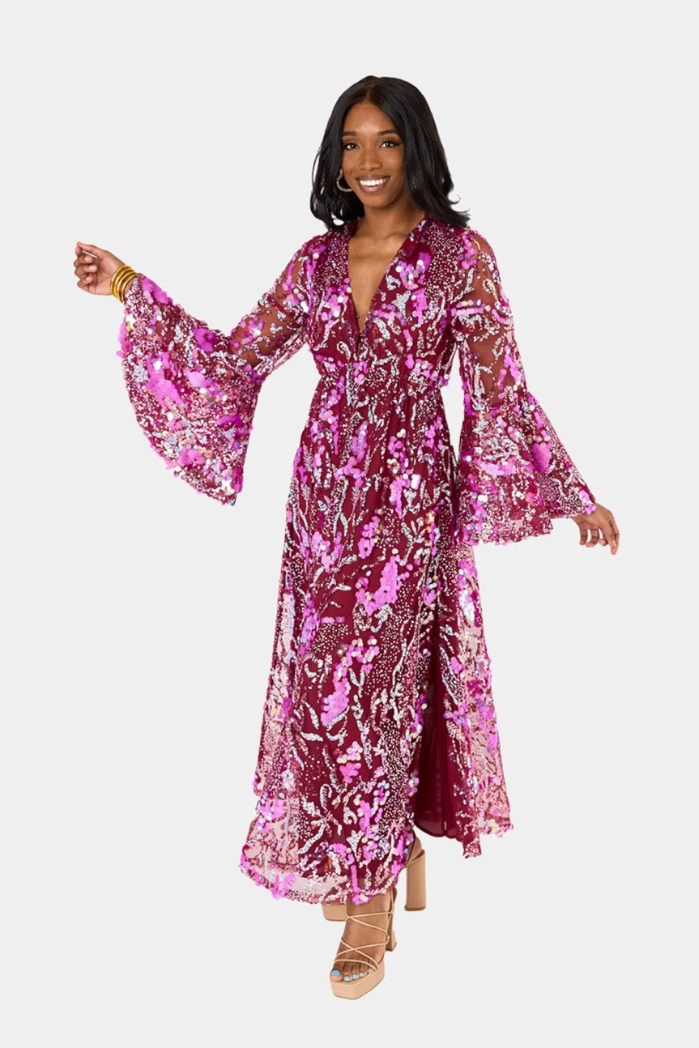 Colette Long Sleeve Maxi Dress - Vino sold by Buddy Love
