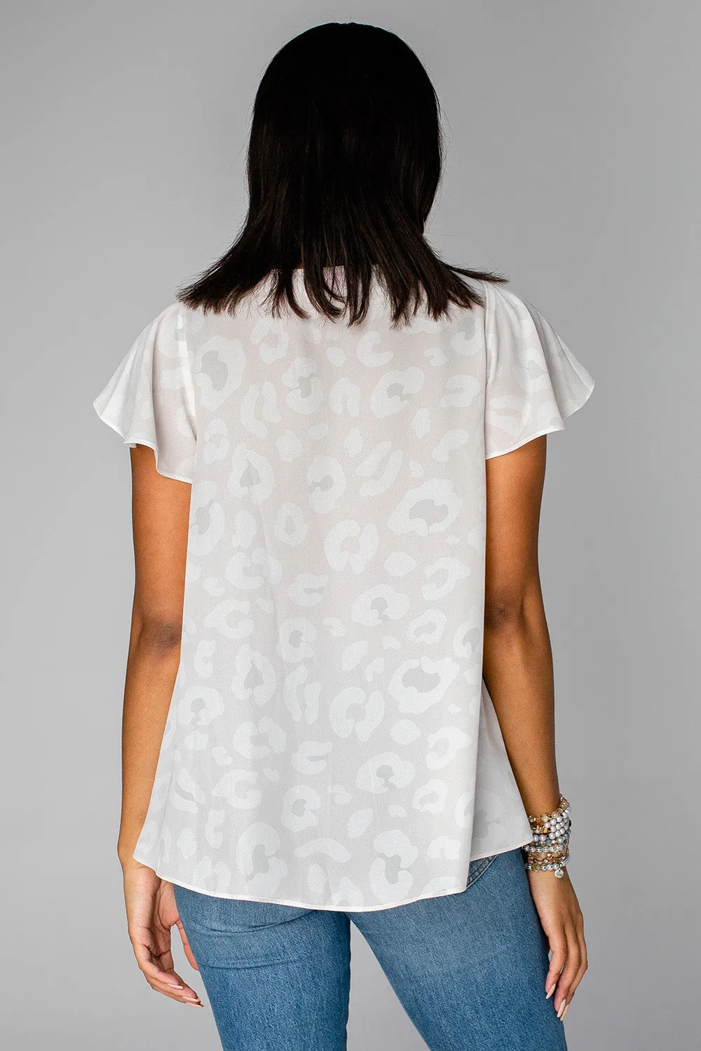 Avril Flutter Sleeve V-Neck Top - Vanilla sold by Buddy Love product image thumbnail 4