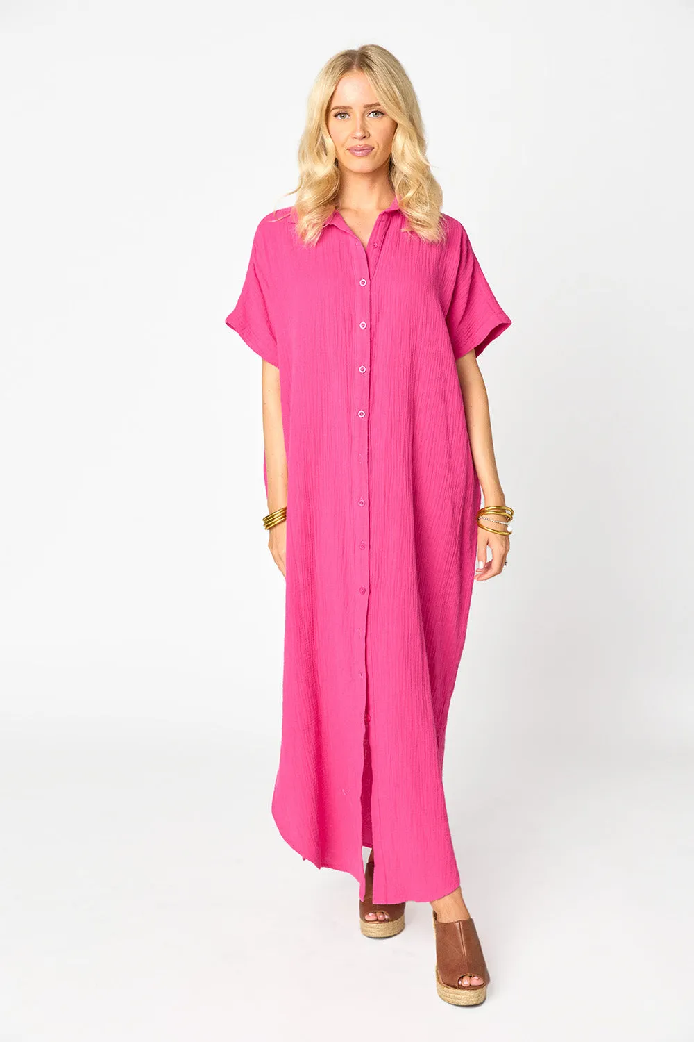 Carmen Cover Up Caftan Maxi Dress - Hot Pink sold by Buddy Love