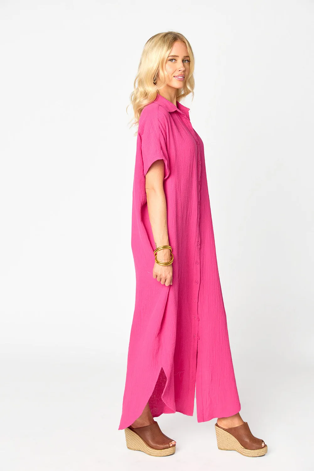 Carmen Cover Up Caftan Maxi Dress - Hot Pink sold by Buddy Love product image thumbnail 4