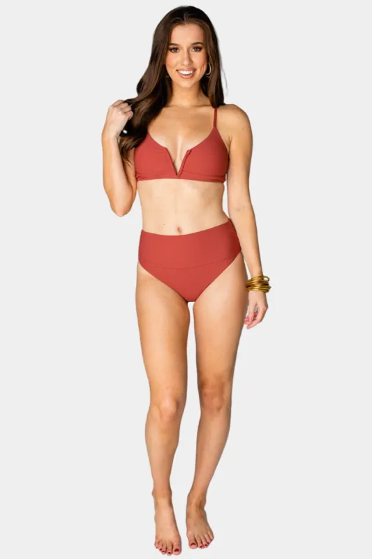 Alea Wired Top High Waisted Bikini - Rust sold by Buddy Love