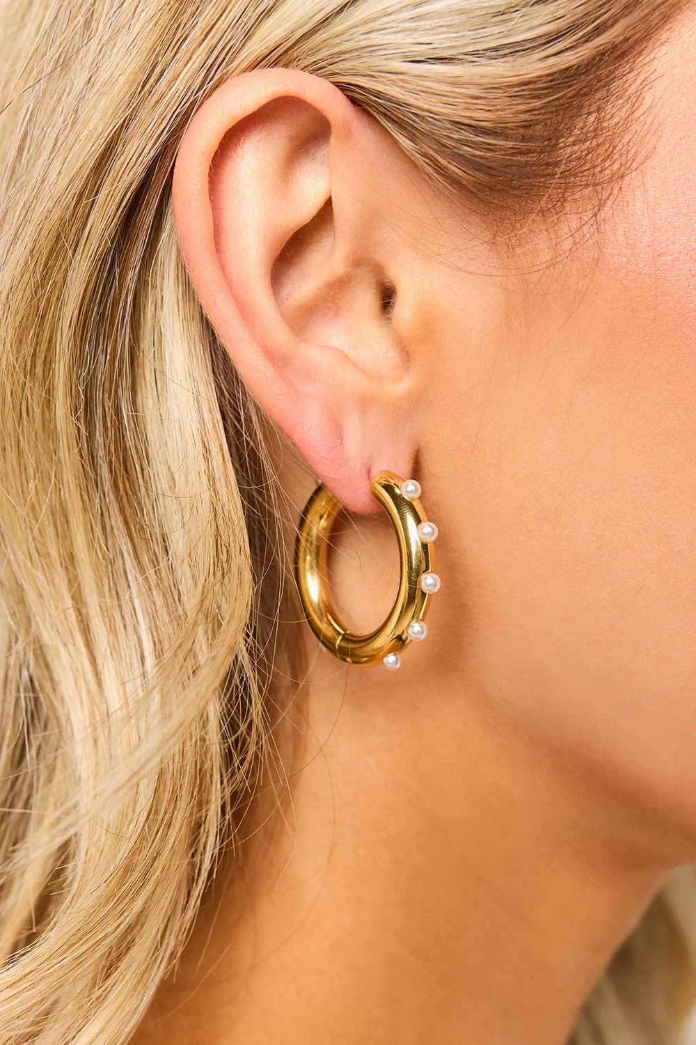 Zola Pearl Hoop Earrings - Gold sold by Buddy Love