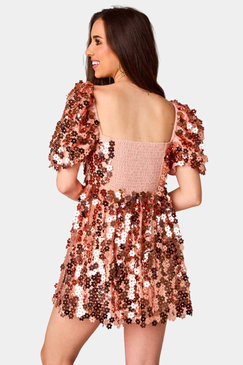 Colby Puff Sleeve Mini Dress - Rose Gold sold by Buddy Love product image thumbnail 4