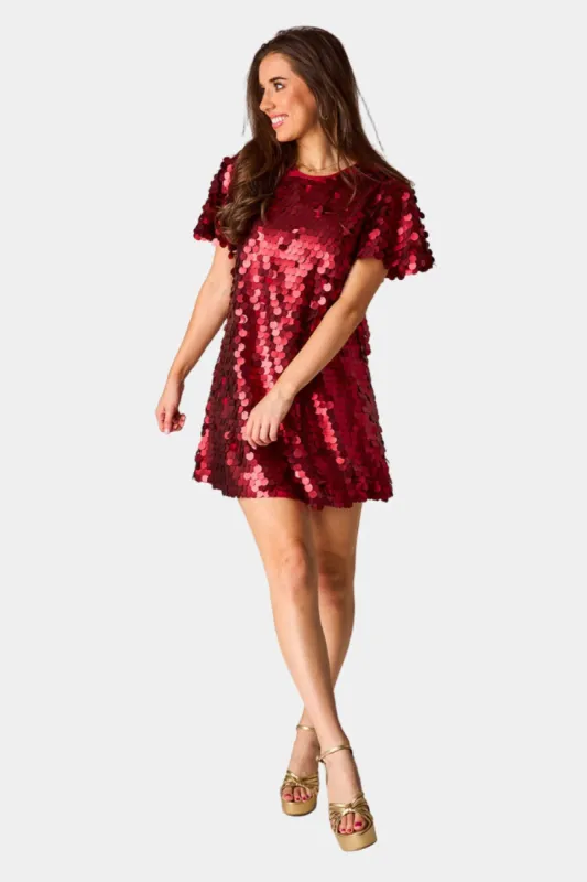 Elliot Sequin Short Dress - Red Hot sold by Buddy Love