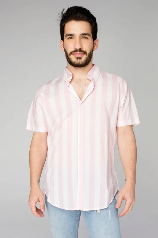 Robert Button Down Dress Shirt - Pink Stripe sold by Buddy Love