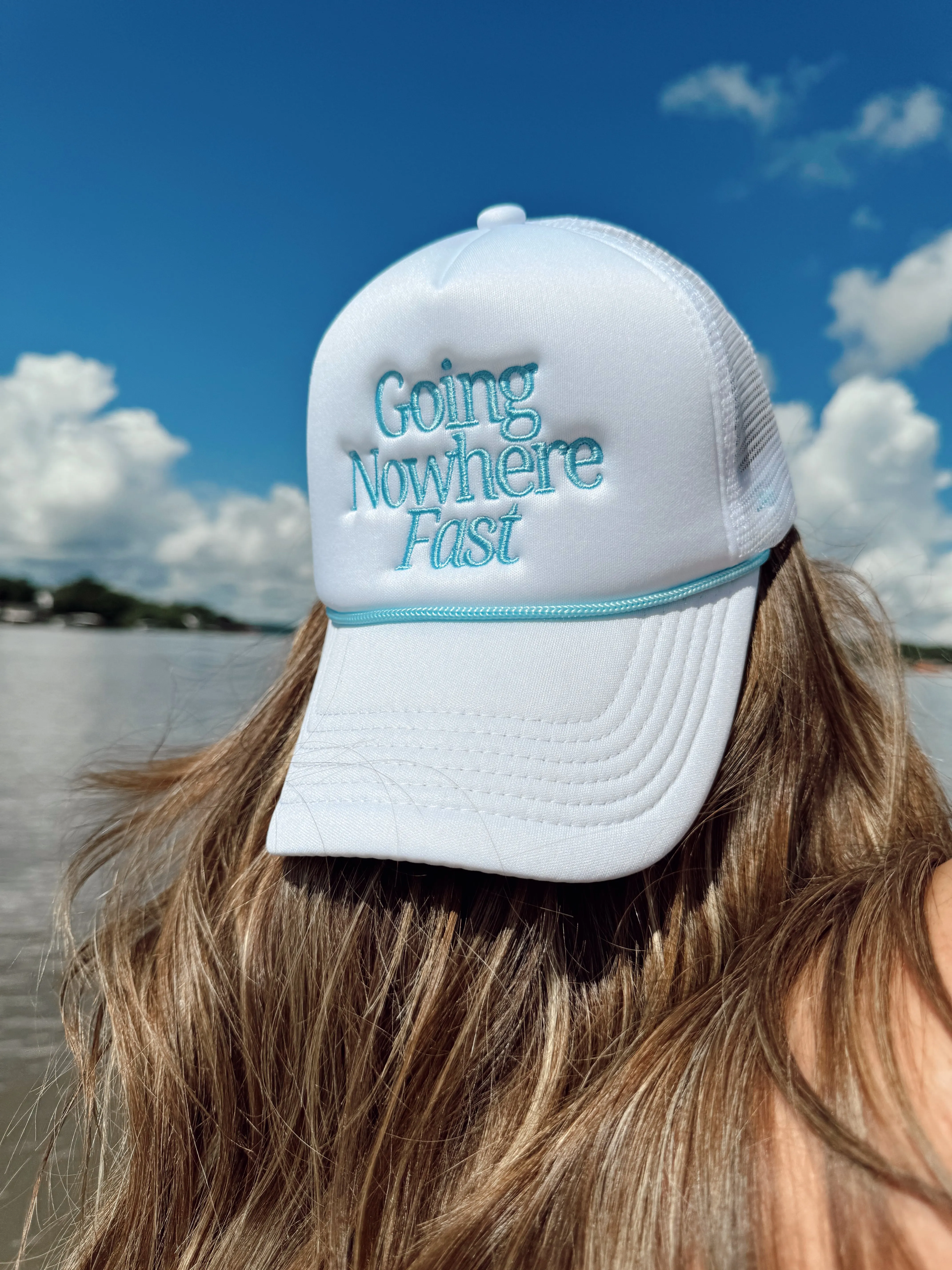 Going Nowhere Fast - White Foam Trucker Hat sold by Buddy Love